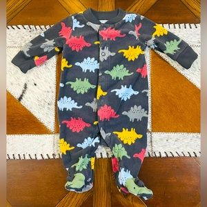 Newborn Fleece Pajamas Grey with Dinosaurs